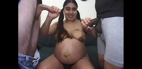  Pregnant woman Alicia with pony-tails gets fucked hard from nasty dudes
